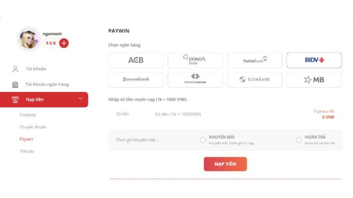 Nạp và rút tiền nhanh chóng tại may88