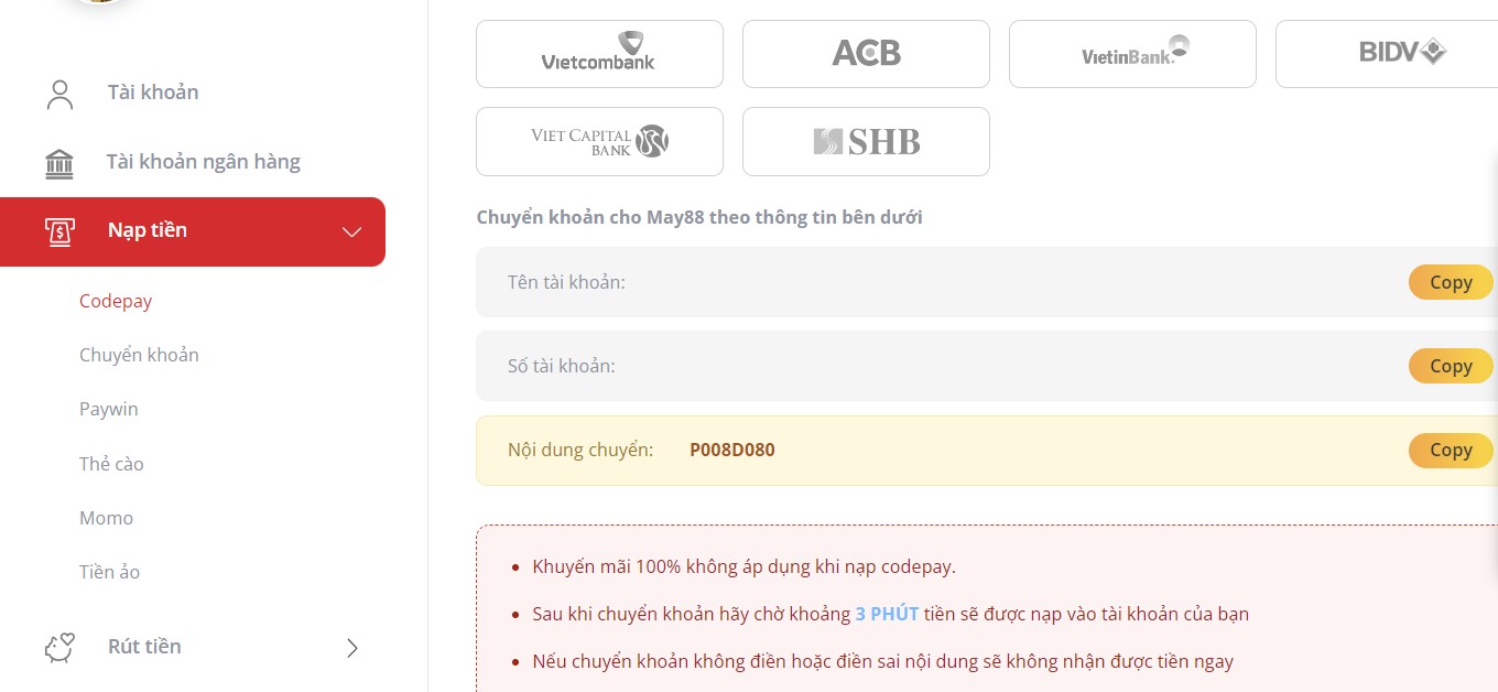 Nạp và rút tiền siêu nhanh khi truy cập nha cai may88